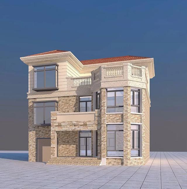 三層農(nóng)村自建房，帶露臺和車庫小洋房，造價25-30萬，實用好看造價也不高。