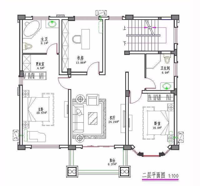 新農(nóng)村三層別墅設(shè)計(jì)圖，占地120平方米，帶露臺(tái)，造價(jià)35萬(wàn)。