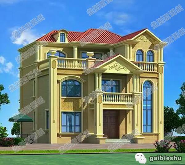 新農(nóng)村三層別墅設(shè)計(jì)圖，占地120平方米，帶露臺(tái)，造價(jià)35萬(wàn)。