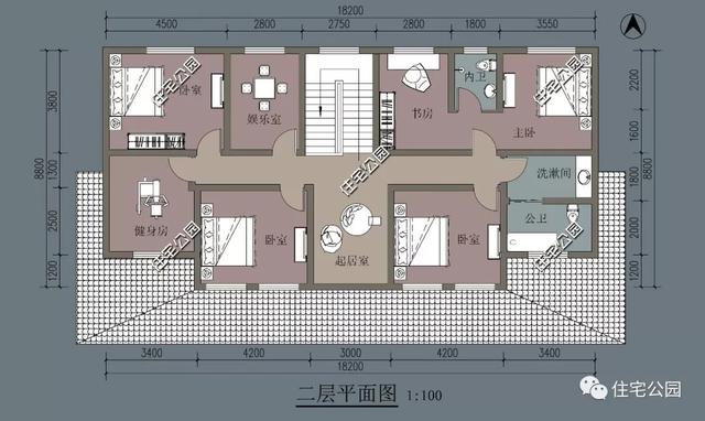 美式二層農(nóng)村別墅設(shè)計圖，6室2廳，外觀清爽簡約，你喜歡這樣的嗎？