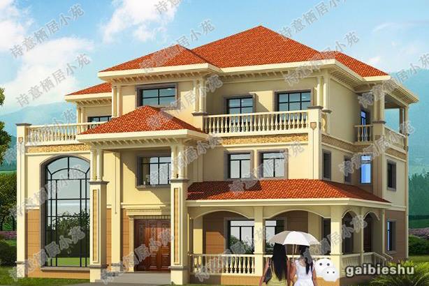 歐式三層別墅設計圖，美觀實用，主體造價65萬。