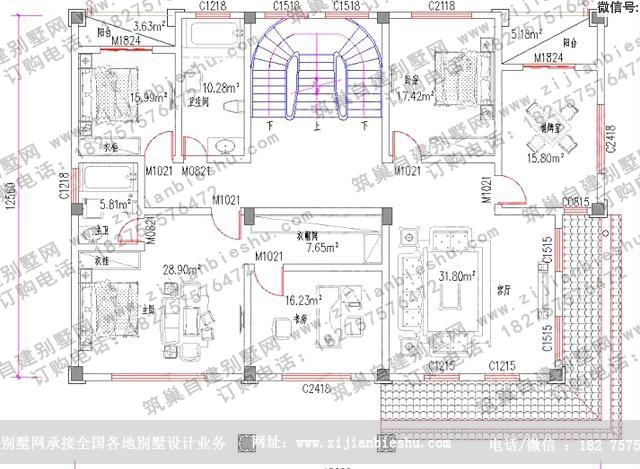 歐式三層別墅設計圖，美觀實用，主體造價65萬。