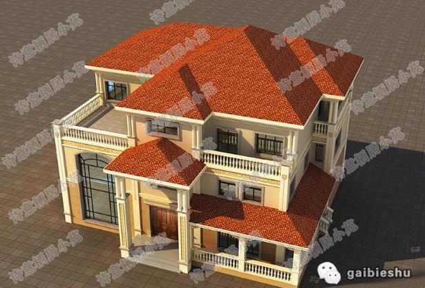 歐式三層別墅設計圖，美觀實用，主體造價65萬。