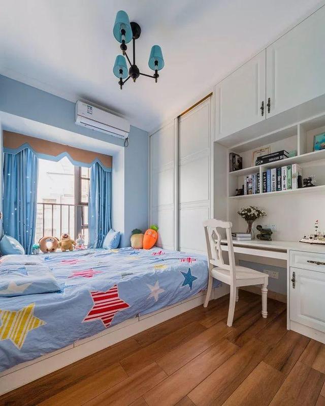 110平三居室美式風(fēng)格裝修，設(shè)計(jì)師的設(shè)計(jì)太棒了，尤其是臥室，很漂亮！