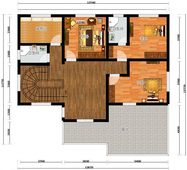 三層農(nóng)村別墅設(shè)計(jì)圖，占地面積適中，帶車庫+露臺(tái)，造價(jià)低廉，造型美觀大氣。