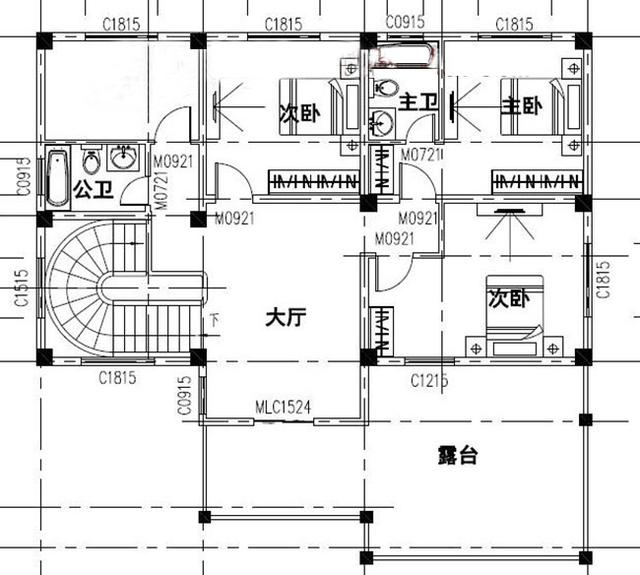 三層農(nóng)村別墅設(shè)計(jì)圖，占地面積適中，帶車庫+露臺(tái)，造價(jià)低廉，造型美觀大氣。