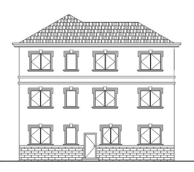 三層農(nóng)村別墅設(shè)計(jì)圖，占地面積適中，帶車庫+露臺(tái)，造價(jià)低廉，造型美觀大氣。