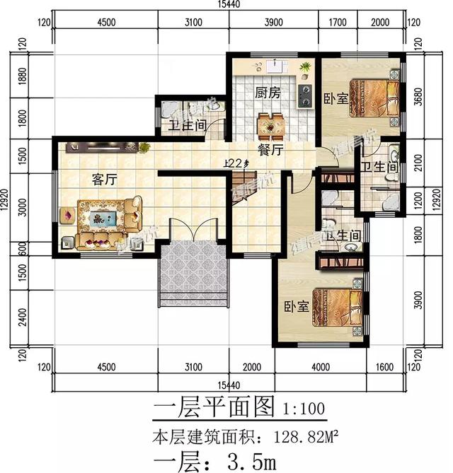 田園三層歐式別墅設計圖，外觀端莊大氣，戶型設計更是優(yōu)秀，只怕你蓋完馬上轟動全村。
