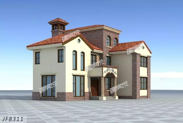 田園三層歐式別墅設計圖，外觀端莊大氣，戶型設計更是優(yōu)秀，只怕你蓋完馬上轟動全村。