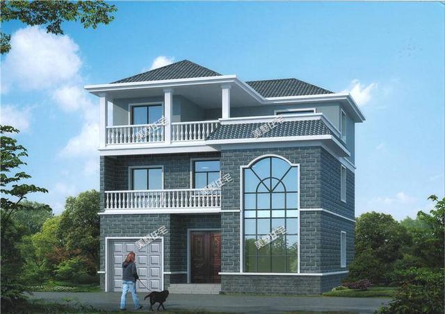 三層農(nóng)村別墅設(shè)計圖，帶車庫+露臺，時尚又好看，面積小，布局好！