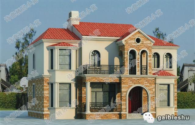 二層新農村別墅設計圖，地中海風格，古樸美觀，造價20萬。
