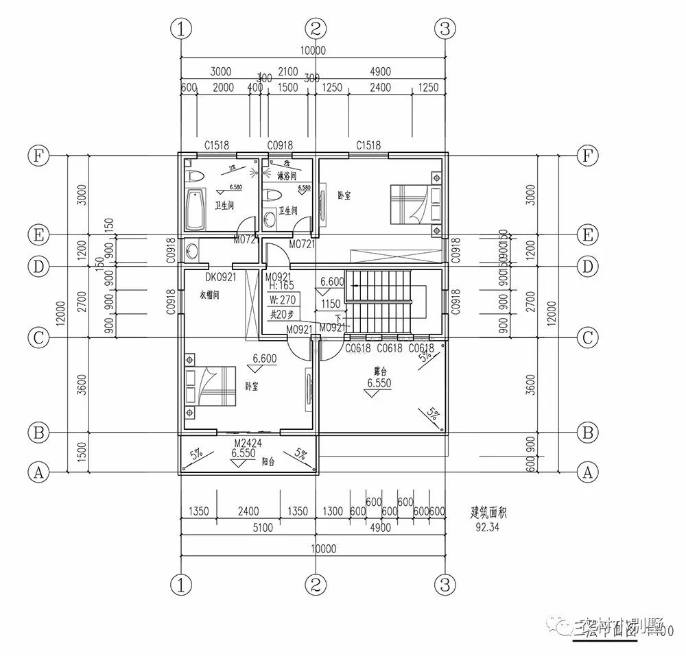 10X12米雙車庫(kù)三層農(nóng)村別墅圖，時(shí)尚外觀，車多也不怕