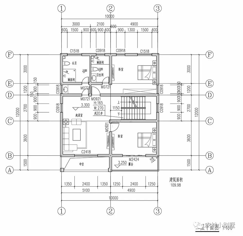 10X12米雙車庫(kù)三層農(nóng)村別墅圖，時(shí)尚外觀，車多也不怕