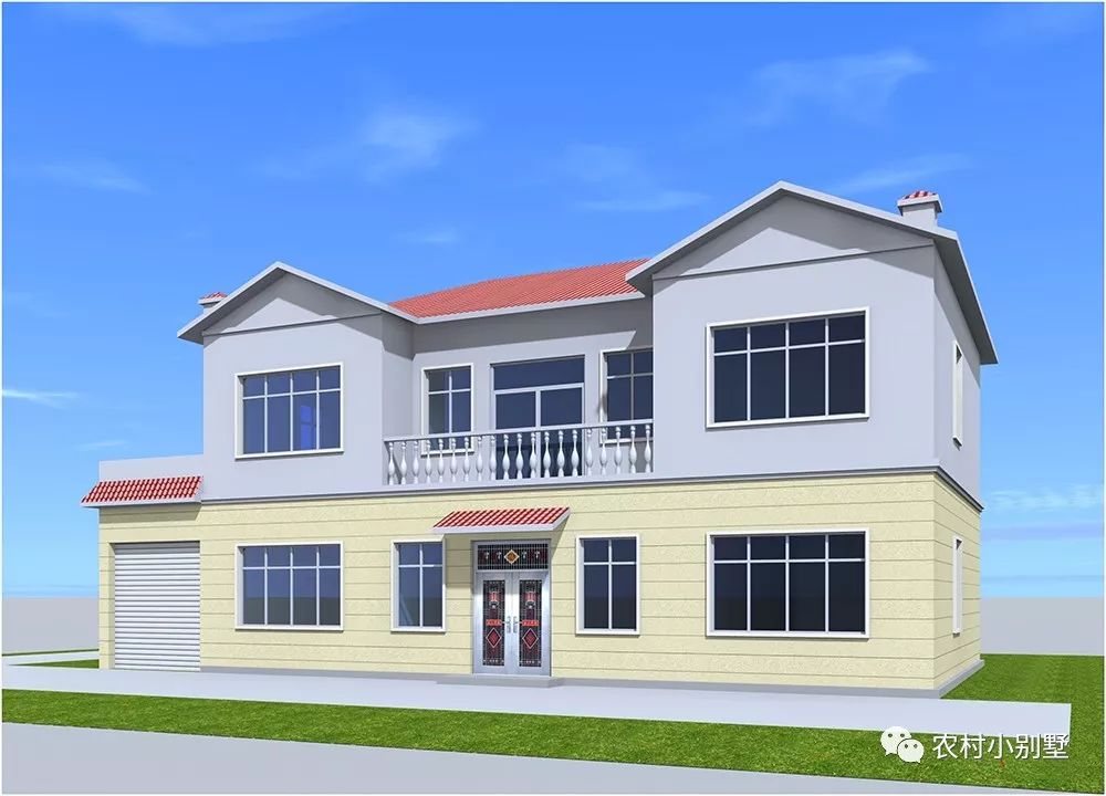 18.8x10米兩層農(nóng)村住宅圖，挑空客廳配獨立車庫