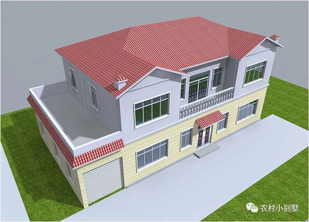 18.8x10米兩層農(nóng)村住宅圖，挑空客廳配獨立車庫