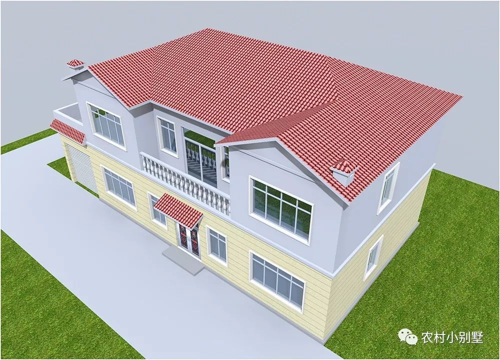 18.8x10米兩層農(nóng)村住宅圖，挑空客廳配獨立車庫