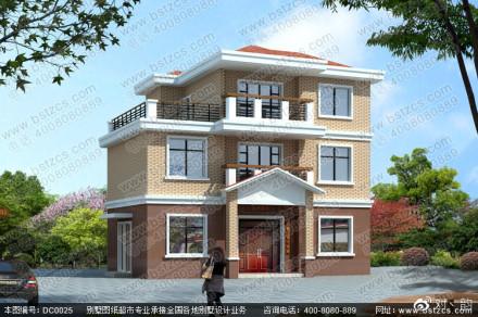 三層新農(nóng)村別墅設(shè)計圖，占地106.89平方米，特別大氣。