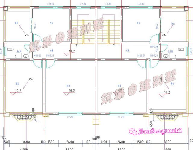 三層半雙拼別墅設計圖，占地206.80平方米，帶有車庫設計，居住舒適，適合農村自建。