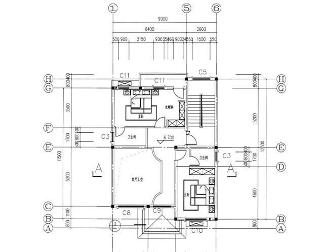 農(nóng)村四層別墅設(shè)計(jì)圖，占地面積105平方米，帶露臺(tái)，主體造價(jià)40萬。