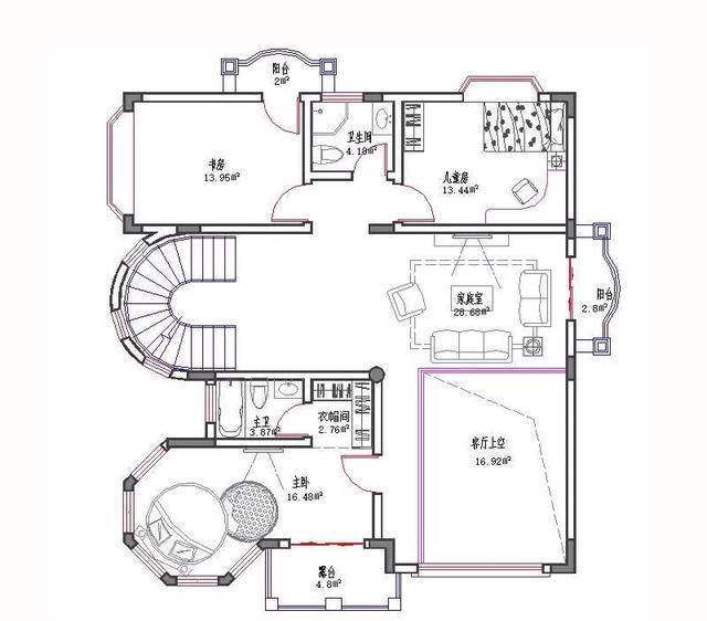 三層地中海風格別墅設計圖，開間進深11米×12米，主體造價45萬。