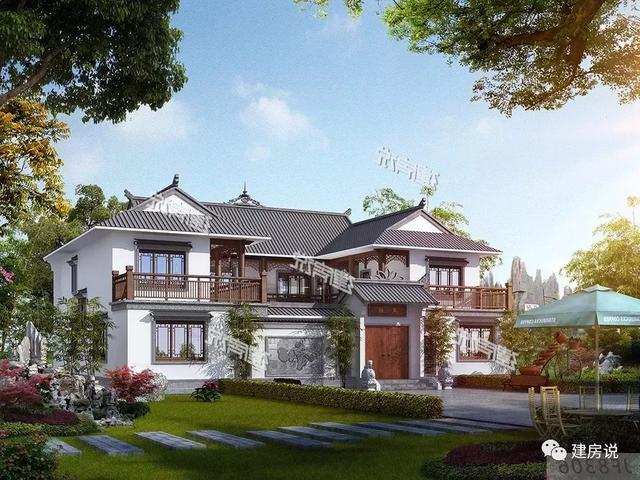 19X16米二層中式別墅設(shè)計(jì)圖，自帶中井和露臺(tái)花園，你想要的樣子它都有！