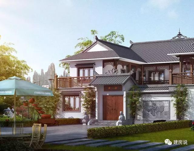 19X16米二層中式別墅設(shè)計(jì)圖，自帶中井和露臺(tái)花園，你想要的樣子它都有！