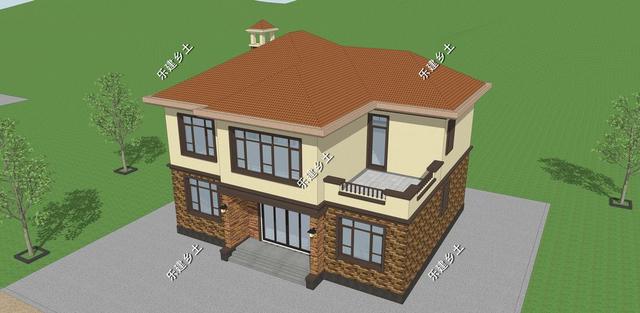 簡(jiǎn)單大方的簡(jiǎn)歐風(fēng)格二層別墅設(shè)計(jì)圖，配色簡(jiǎn)單，方正大方，溫馨舒適。