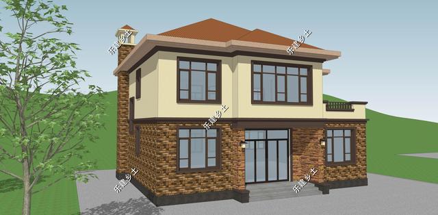 簡(jiǎn)單大方的簡(jiǎn)歐風(fēng)格二層別墅設(shè)計(jì)圖，配色簡(jiǎn)單，方正大方，溫馨舒適。