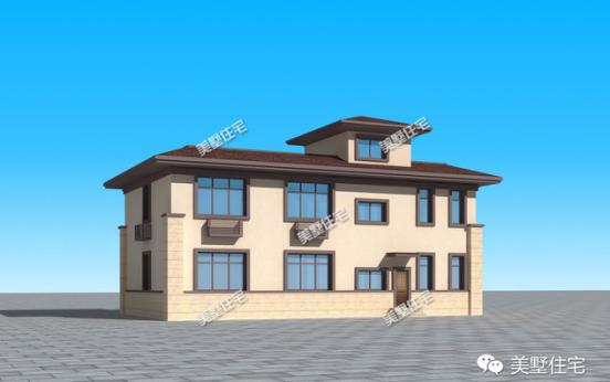 二層中式別墅設(shè)計(jì)圖，帶庭院有涼亭，保留傳統(tǒng)又融合了現(xiàn)代風(fēng)格