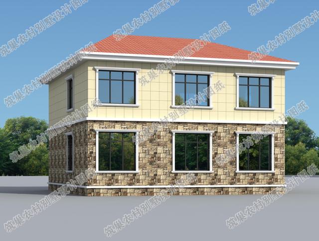 二層簡(jiǎn)歐風(fēng)格農(nóng)村小別墅全套施工設(shè)計(jì)圖，12×12米，帶挑空客廳