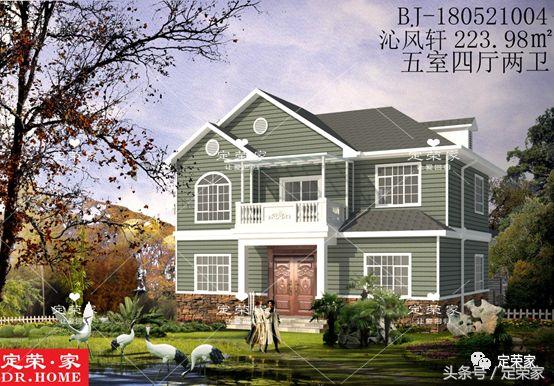 獨(dú)棟二層別墅設(shè)計(jì)施工圖，面積223.98㎡，外觀清新，內(nèi)部布局合理