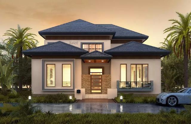 這款農(nóng)村別墅設(shè)計(jì)圖，13X16米，落地窗+涼亭設(shè)計(jì)，外觀和內(nèi)部都美