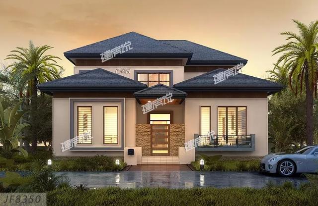 這款農(nóng)村別墅設(shè)計(jì)圖，13X16米，落地窗+涼亭設(shè)計(jì)，外觀和內(nèi)部都美