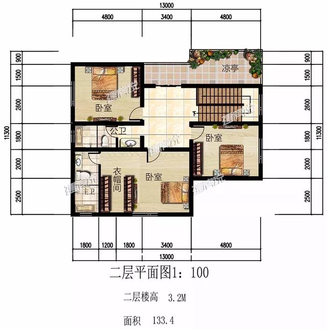 這款農(nóng)村別墅設(shè)計(jì)圖，13X16米，落地窗+涼亭設(shè)計(jì)，外觀和內(nèi)部都美