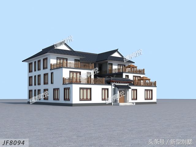 3層中式四合院自建房設(shè)計(jì)圖，可自住可做酒店民宿