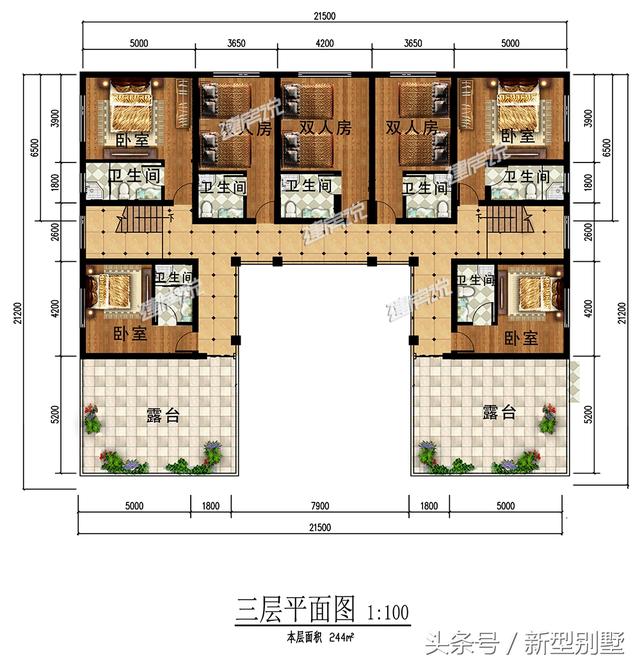 3層中式四合院自建房設(shè)計(jì)圖，可自住可做酒店民宿