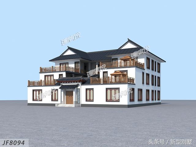 3層中式四合院自建房設(shè)計(jì)圖，可自住可做酒店民宿