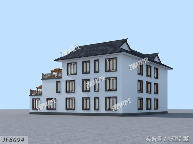 3層中式四合院自建房設(shè)計(jì)圖，可自住可做酒店民宿
