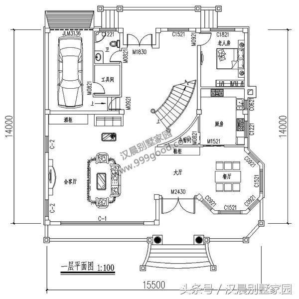 三層別墅設計圖，15X14米，選用磚混結(jié)構(gòu)，施工簡單，造價經(jīng)濟