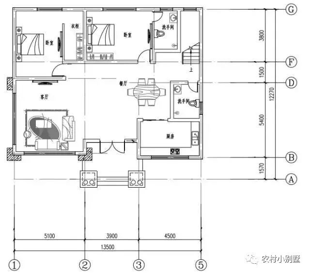 13.5×12米三層大落地窗農(nóng)村房屋設(shè)計(jì)圖，在村里建倍有面子