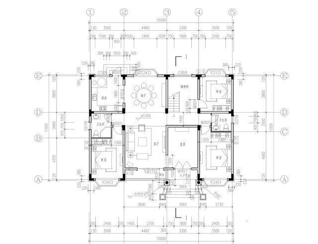 造價30萬的二層別墅設(shè)計(jì)圖，開間15米，進(jìn)深11米，采用多飄窗設(shè)計(jì)，外觀奢華大氣。