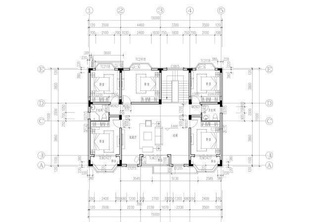造價30萬的二層別墅設(shè)計(jì)圖，開間15米，進(jìn)深11米，采用多飄窗設(shè)計(jì)，外觀奢華大氣。