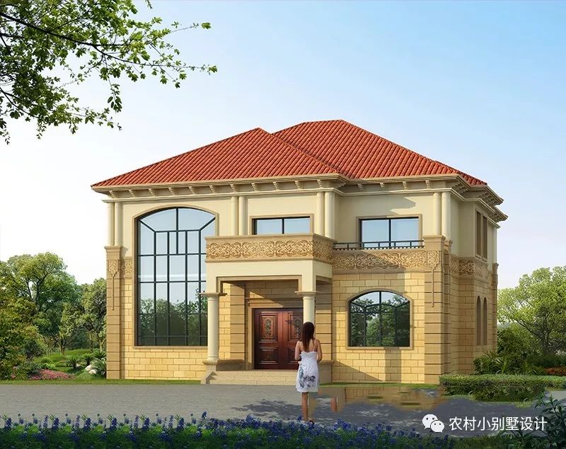 14.5X14.5米挑空客廳簡(jiǎn)約豪華的的二層農(nóng)村別墅圖