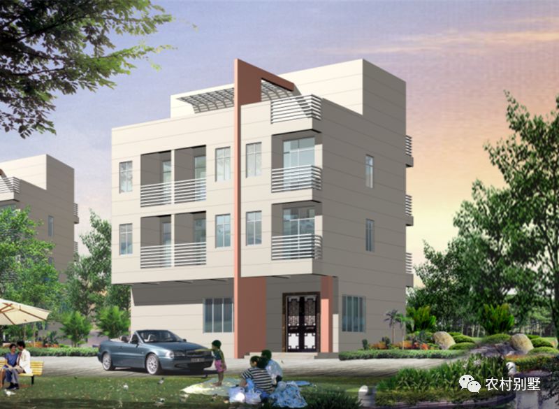 12x8現(xiàn)代四層米農(nóng)村自建房圖，可商住兩用