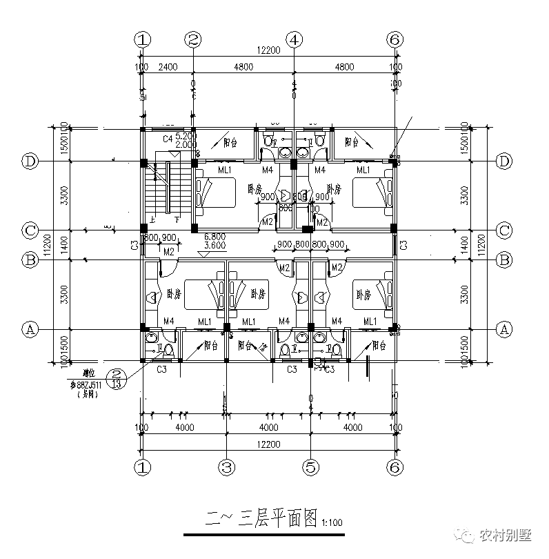12x8現(xiàn)代四層米農(nóng)村自建房圖，可商住兩用