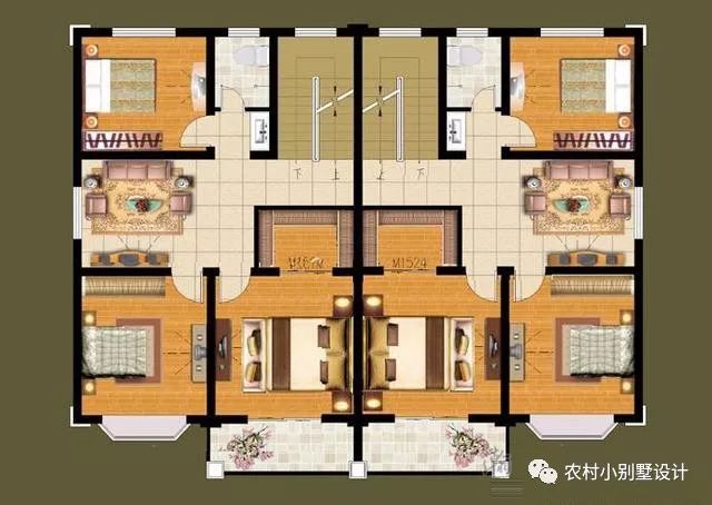 幾套農(nóng)村兄弟倆雙拼樓房設(shè)計圖，二層、三層都有