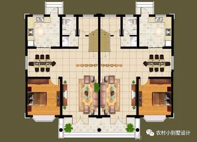 幾套農(nóng)村兄弟倆雙拼樓房設(shè)計圖，二層、三層都有