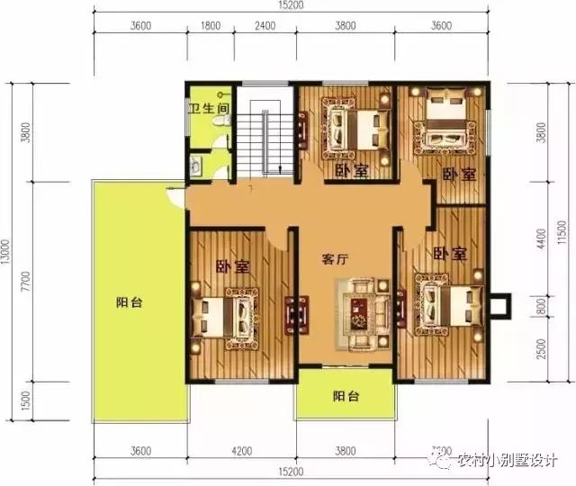 開(kāi)間15米進(jìn)深11.5米三層帶車(chē)庫(kù)別墅設(shè)計(jì)圖，外觀精美