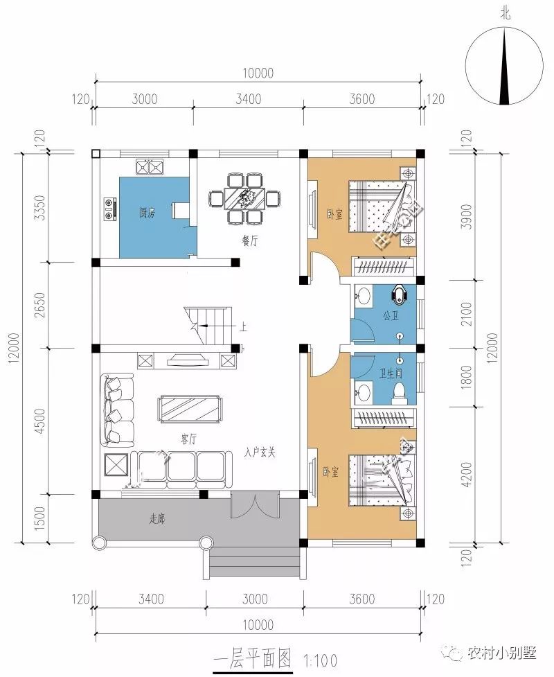 5套面寬10米左右的農(nóng)村二層小樓設(shè)計圖，個個都是精品
