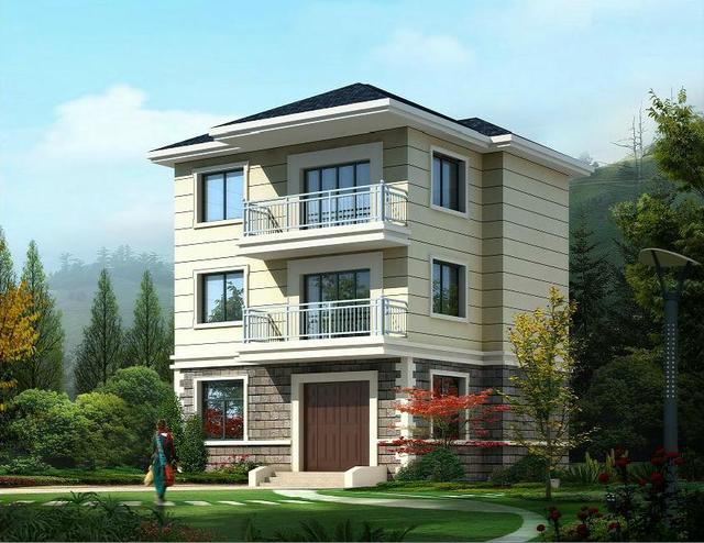 三層農(nóng)村小戶型別墅設計圖，簡歐風格，占地面積不足100平米，造價非常低，適合農(nóng)村蓋房。